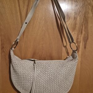Anthropologie Cream Woven Shoulder Bag